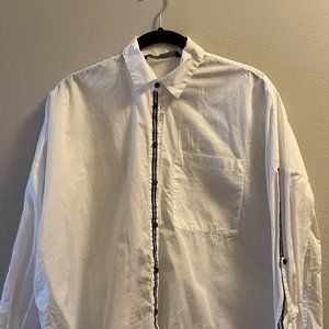 Zara white button-down with blue striping size XS